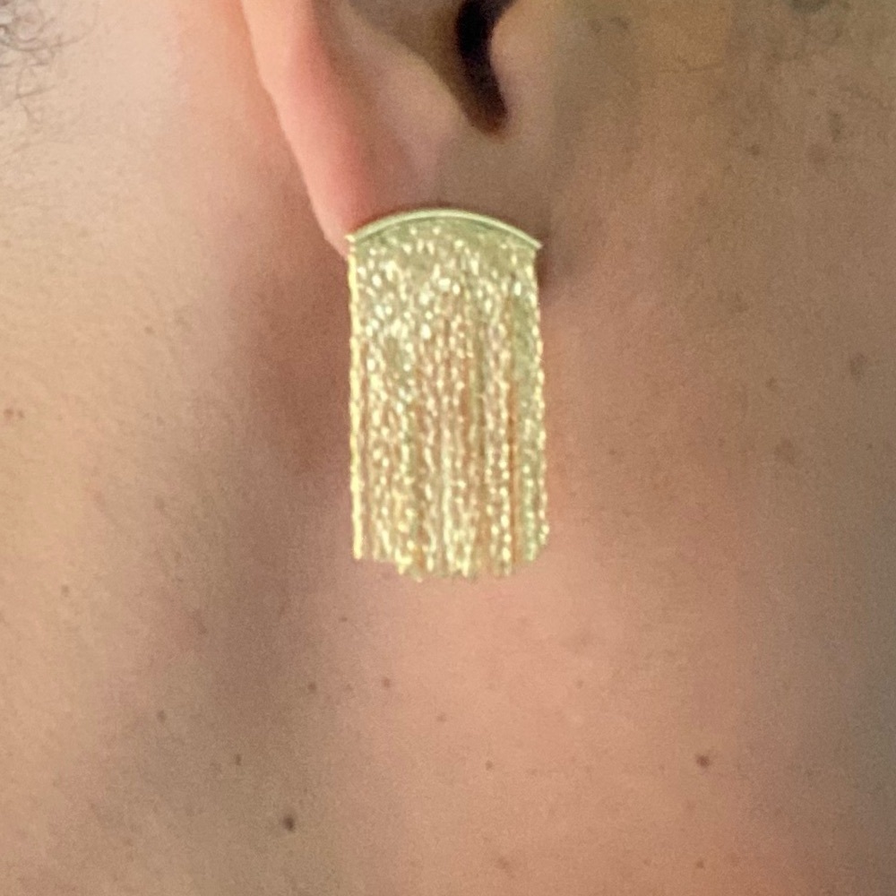 A  New Day Gold Waterfall Chain Herringbone Fringe Earrings NWT - Picture 10 of 12